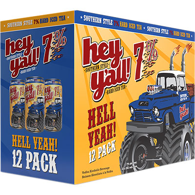 HEY Y'ALL - HELL YEAH! HARD ICED TEA CAN, 12 x 341 ml